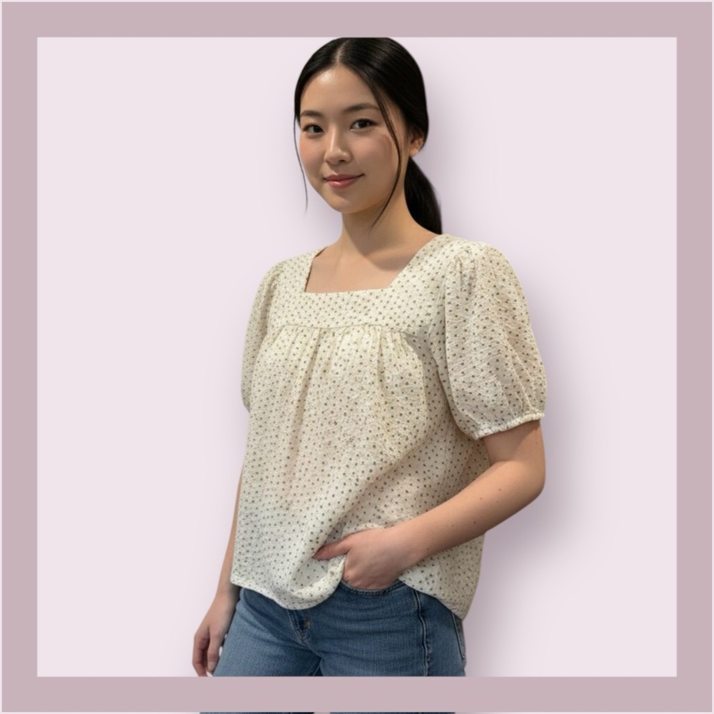 Leia N Co Cream Floral Top